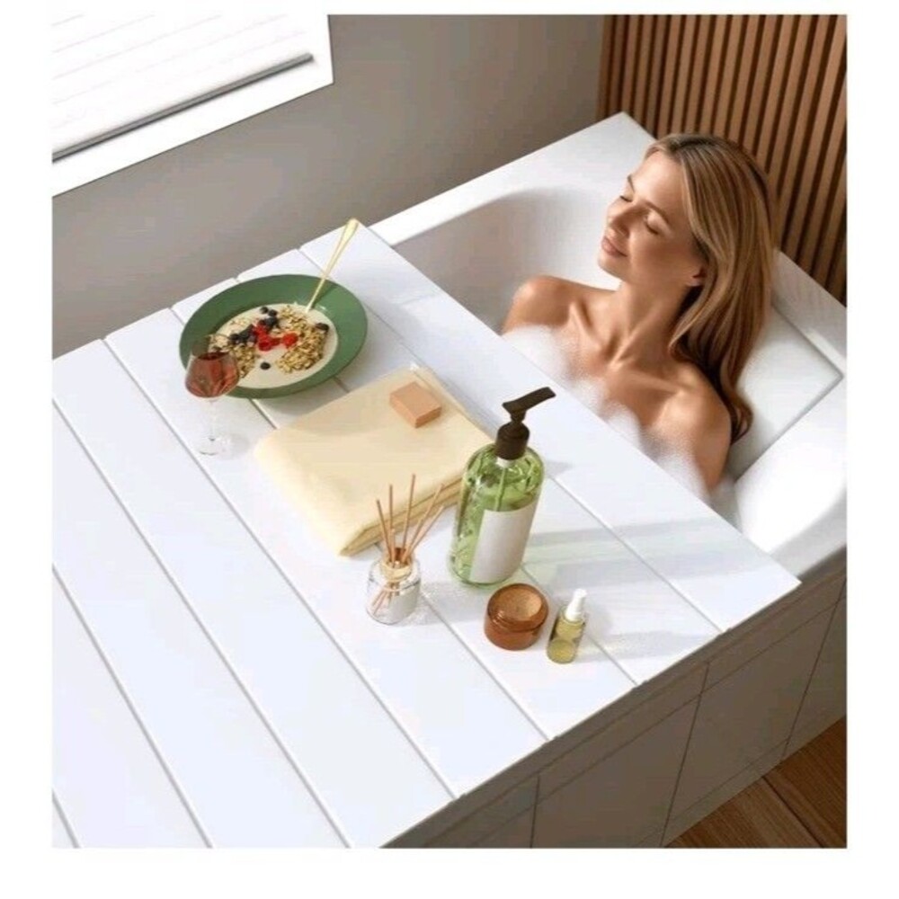 Bathtub Tray, Foldable Anti-Dust Bathtub Cover Bath Insulation Cover, PVC Shutte